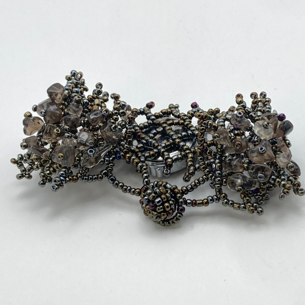 Artisan Womens Watch Beaded Gemstone Silver Tone Crystals New Battery 7.25" - Picture 12 of 16